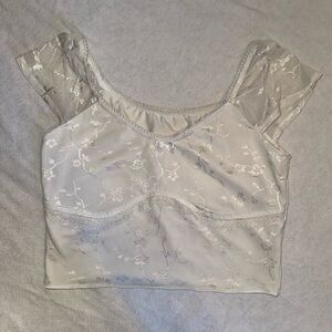 SHEIN Floral Lace Blouse - Cream